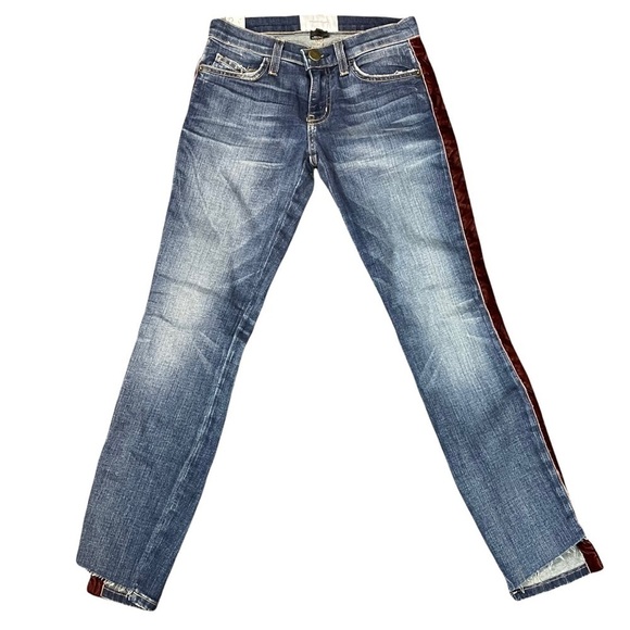 CURRENT/ELLIOTT THE STILETTO TOWNIE W/SLANTED STEP HEM TUXEDO STRIPE DENIM JEANS - Picture 4 of 16